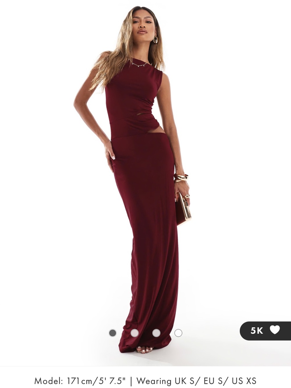 ASOS NWT Burgundy Sleeveless Cutout Maxi Dress